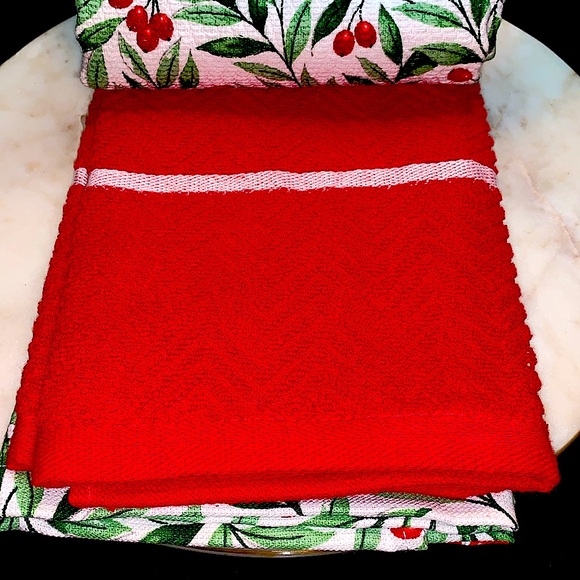 RALPH LAUREN KITCHEN TOWELS HOLIDAY BERRIES SET OF 3 NEW - Picture 4 of 6